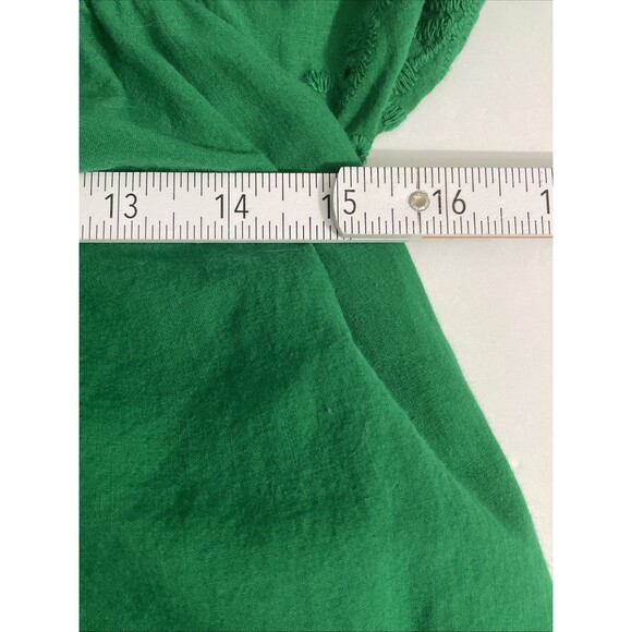 TECE Green Women’s Dress Embroidered Eyelet Scalloped Hem & Sleeves Bohemian L - Picture 8 of 14